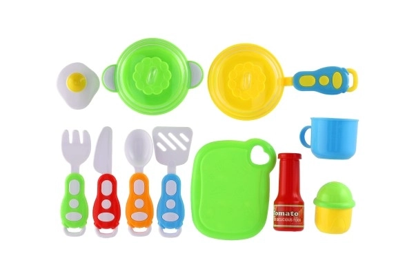 Set van plastic serviesgoed in zak 18,5x26x6cm