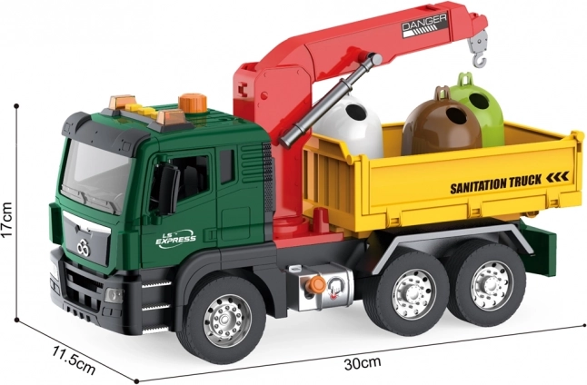 Woopie Vuilniswagen met kraan voor afvalscheiding - schaal 1:10