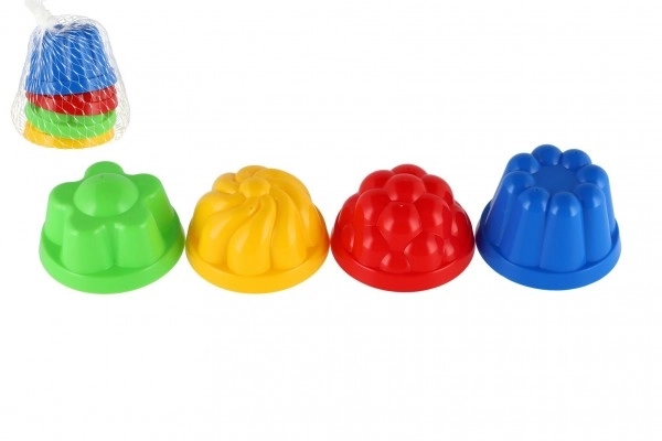 Zandvormpjes Tulbanden rond, diameter 8cm 4 stuks in net
