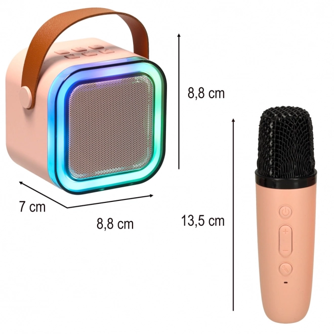 Karaoke set 2 microfoons + draagbare luidspreker BLUETOOTH USB LED roze