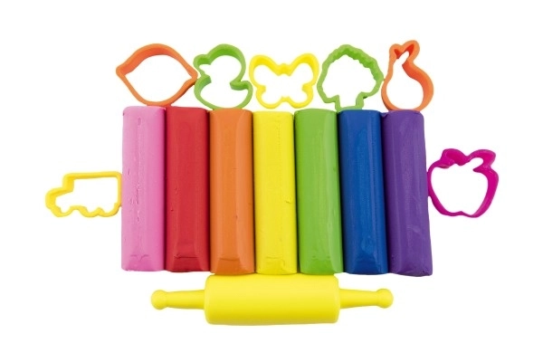 Modeline/Plastiline NARA 430g 8 stuks met uitsteker 10 stuks met roller met accessoires in plastic doos 21x12x8cm