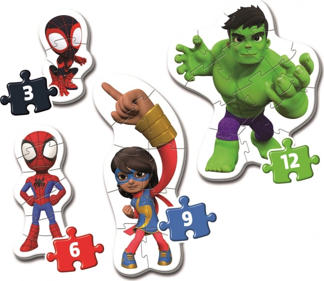 CLEMENTONI Mijn eerste puzzel Spidey en zijn geweldige vrienden 4-in-1 (3,6,9,12 stukjes)