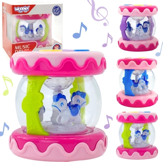 WOOPIE muzikaal kinderdrum, carrousel en projector 3-in-1 met rol voor het leren kruipen