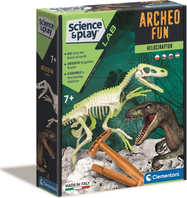 Clementoni Science & Play ArcheoFun: lichtgevende skelet van een velociraptor