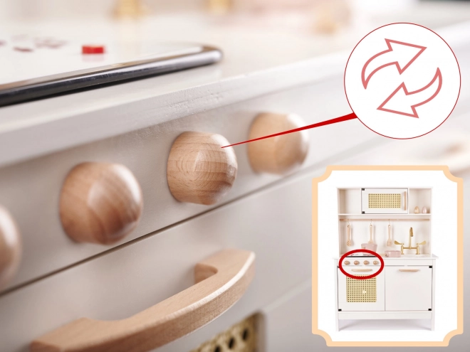 Kinder retro houten keuken met accessoires Boho