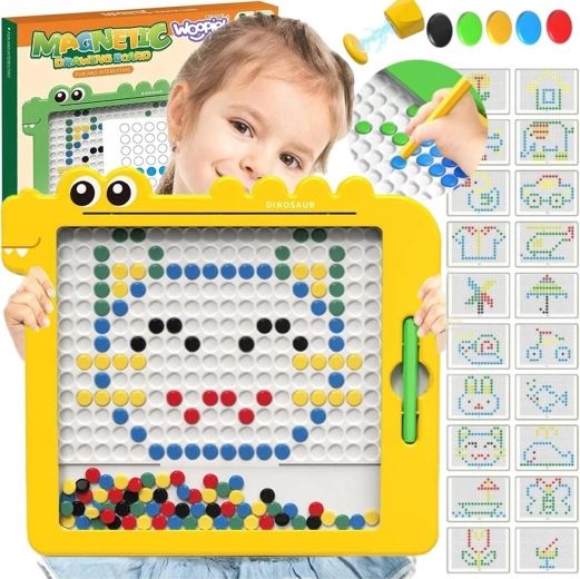 Magnetisch bord WOOPIE MAGPAD dinosaurus, montessori, 110 magnetische knopjes