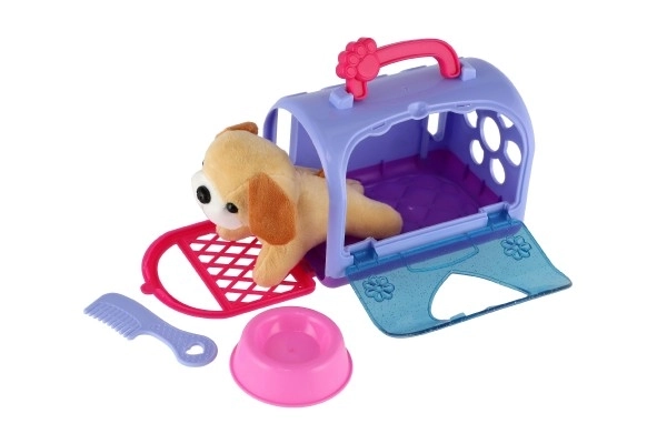 Transportbox met pluchen hondje