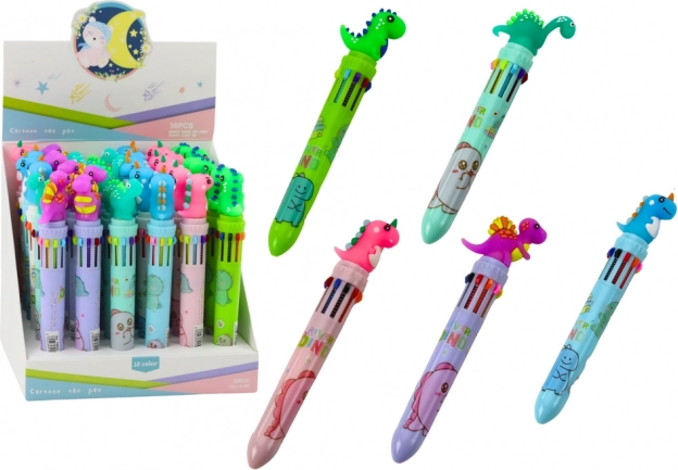 Meerkeurige automatische pen Dinosaurus 10 kleuren Mix