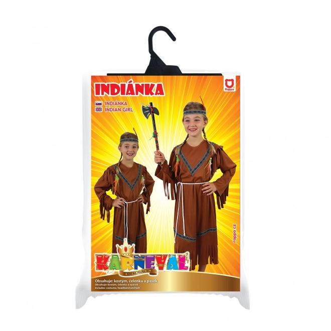 Kinder carnavalskostuum indiaans meisje met hoofdband, maat M
