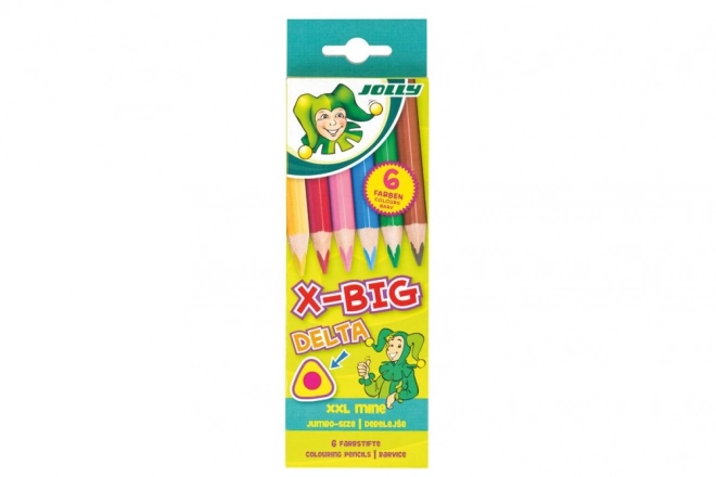 Driehoekige grote kleurpotloden X-Big Delta 6 kleuren