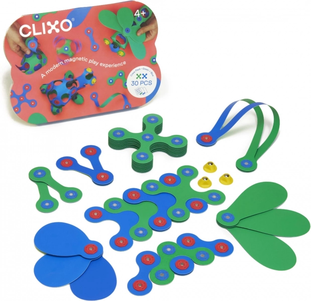 Magnetische blokken Clixo Crew pakket, groen en blauw