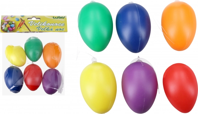 Decoratieve gekleurde plastic eieren om op te hangen 6 cm