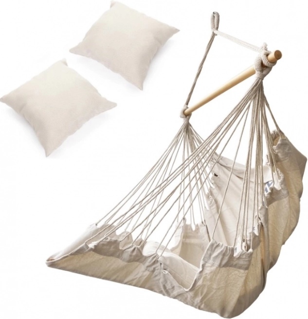 Braziliaanse hangstoel met voetensteun 130 cm beige