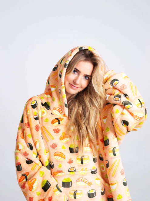 Cozy Noxxiez CH351 Sushi - verwarmende tv-hoodie deken met capuchon voor tieners en volwassenen