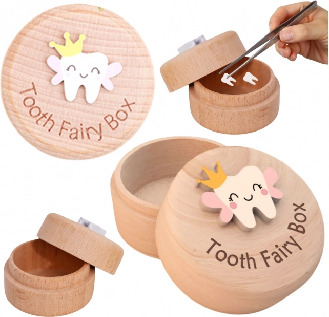 Houten doosje voor melktandjes voor kinderen met gravure Tooth Fairy Box