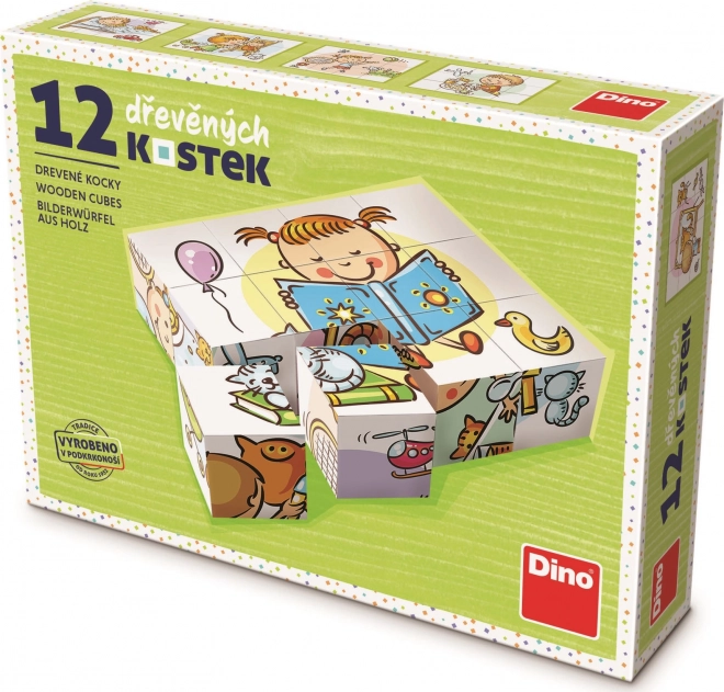 Dino Mooie Dag 12 houten blokken