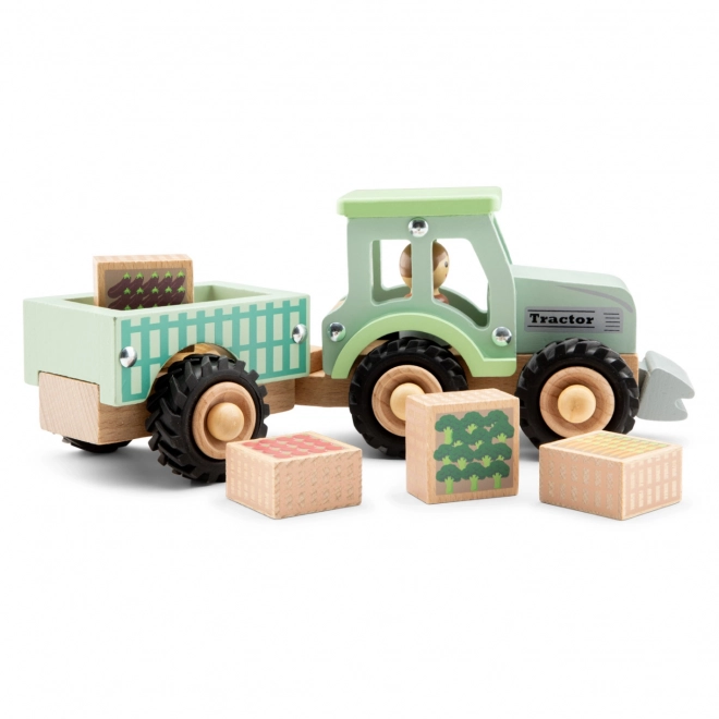 Tractor met aanhangwagen en lading