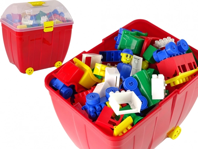 Grote koffer met kleurrijke K2-blokken, 280 stuks, rood