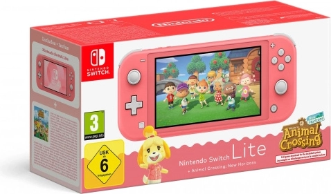 Nintendo Switch Lite coral met de game Animal Crossing: New Horizons