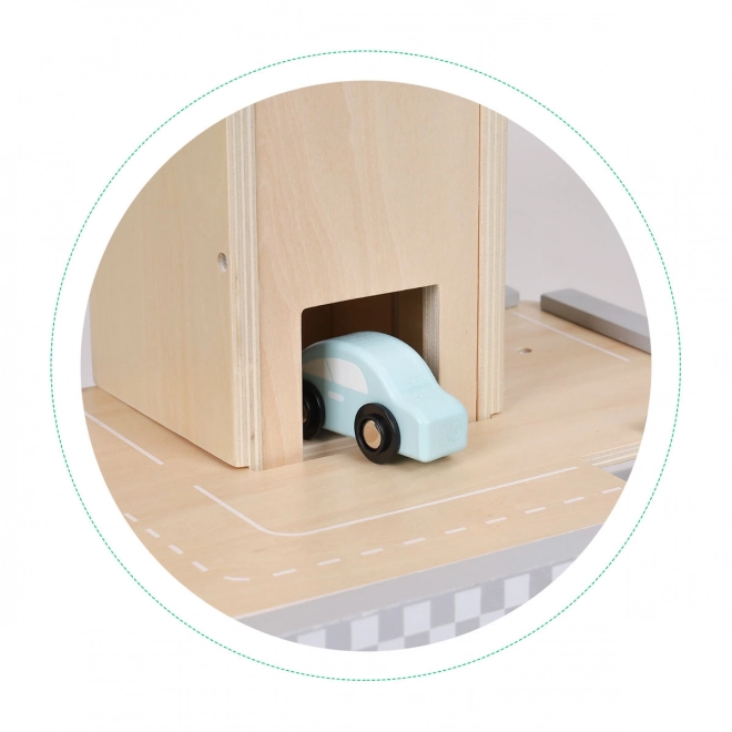 ECOTOYS Grote houten garage met lift en autootjes