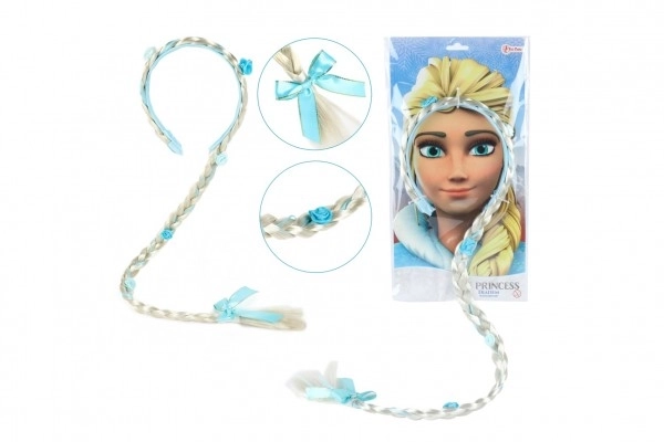 Schoonheid Set haarband met vlecht 90cm ijsprinses op kaart 35x18cm in zakje carnaval