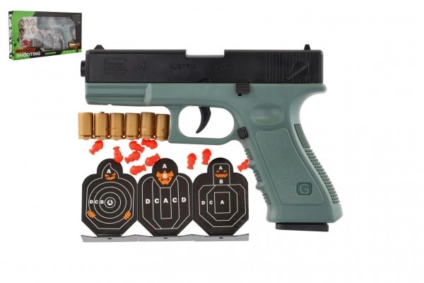 Pistool met schuimrubber kogels en doelen