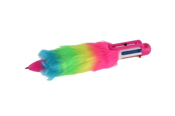 Teddies kleurrijke pluchen pen met kwastjes