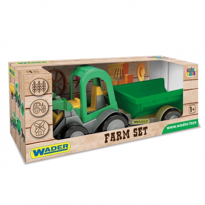 Tractor met lader en aanhanger Wader