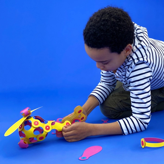 Magnetische blokken Clixo Crew pack, roze en geel