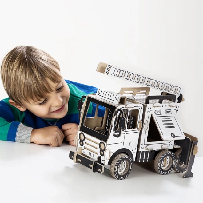 Kartonnen 3D puzzel Brandweerwagen tankauto