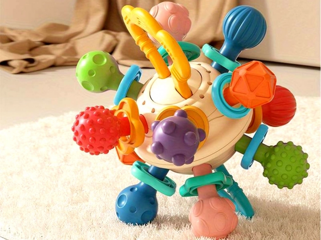 Bijtring voor baby's ronde bal met diverse uitsteeksels