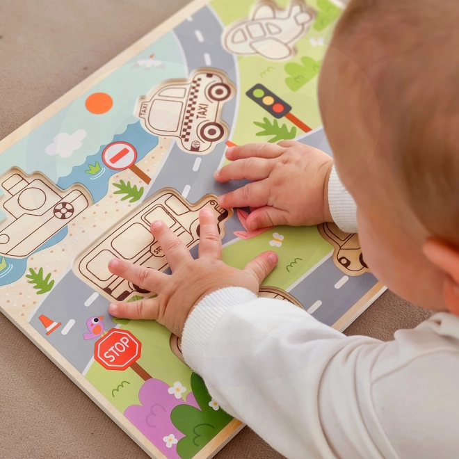 Houten puzzel Montessori stad