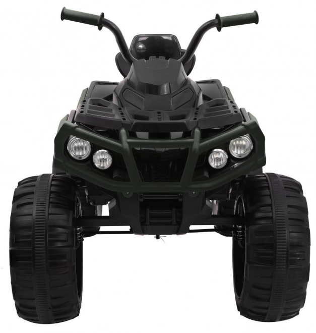 Kinder accu quad zwart + EVA wielen + MP3 radio + LED + langzame start