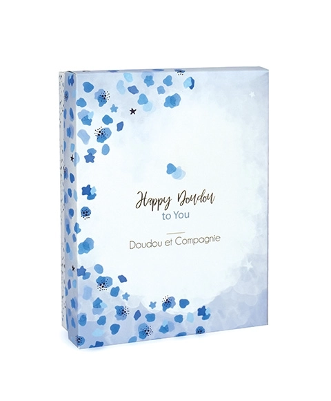 Doudou Cadeaudoos blauw - mini konijntje 17 cm