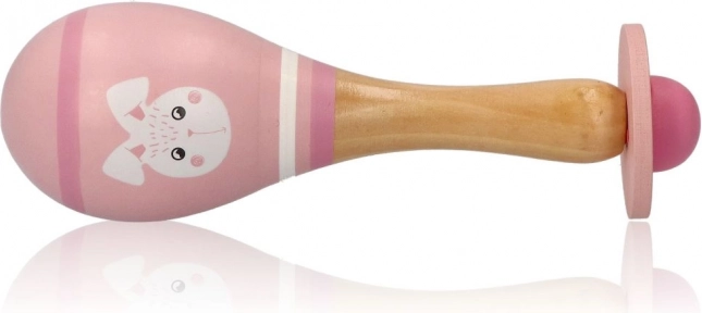 Houten maracas – roze konijntje