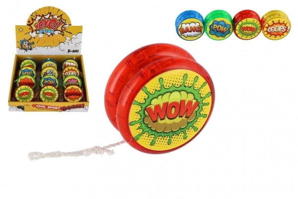 Gloeiende plastic jojo 6 cm op batterijen, mix van soorten, 12 stuks in doos