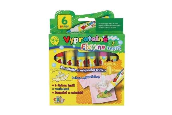 CREATOYS wasbare textielstiften, 6 stuks