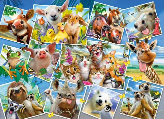 Houten puzzel met figuren - ansichtkaart met dieren