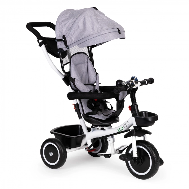 ECOTOYS Driewieler met zonnescherm en stuurstang - grijs