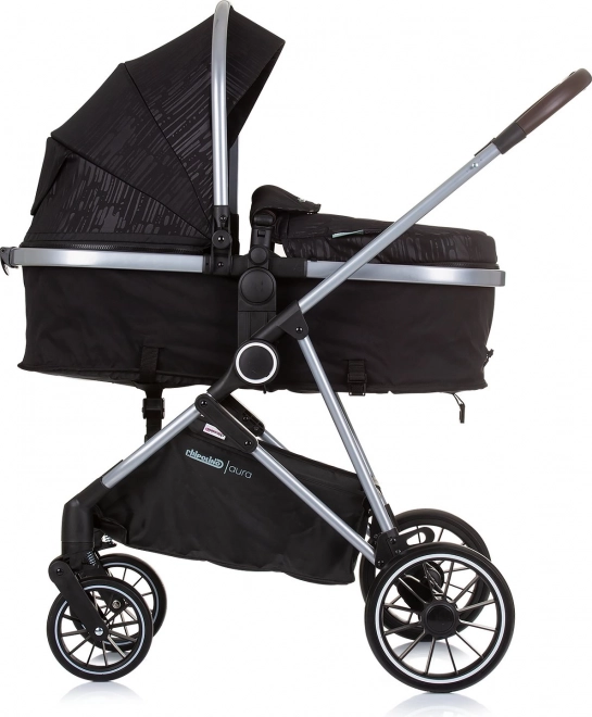 CHIPOLINO Kinderwagen gecombineerd Aura 2v1 Obsidian, Zilver