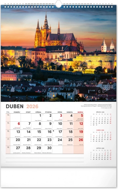 Muurkalender Praag 2026