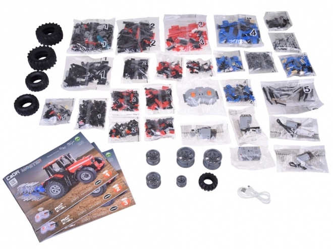 Grote set blokken 1675-ele 1:17 Tractor + ploeg met afstandsbediening ZA5251