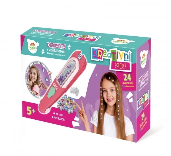 Glanzende diamanten voor haar met applicator kunststof 18x4cm met accessoires in doos 22x12x5,5cm