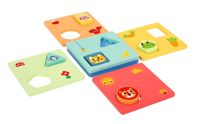 Montessori puzzel vormen en kleuren met dierfiguren