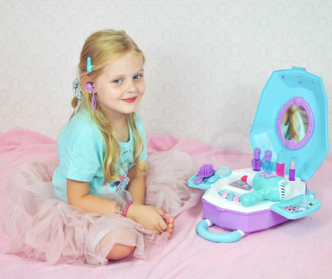 Kaptafel voor meisjes 2-in-1 Mooie salon WOOPIE in koffertje