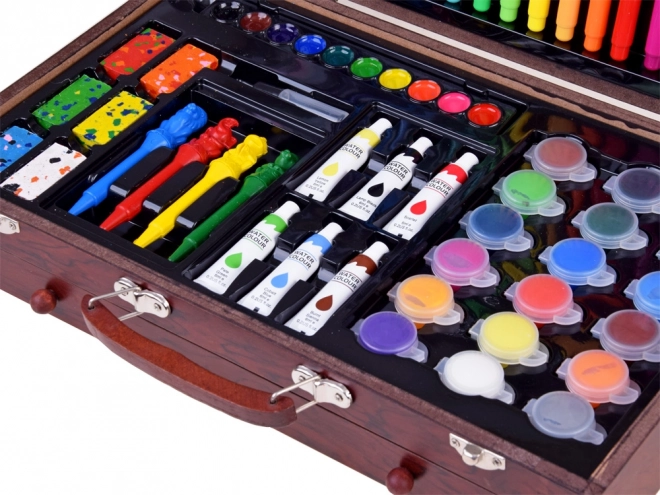 Houten kunstset met koffertje en accessoires