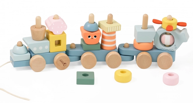 Houten treintje om te trekken Ocean CLASSIC WORLD – Montessori stapelspel