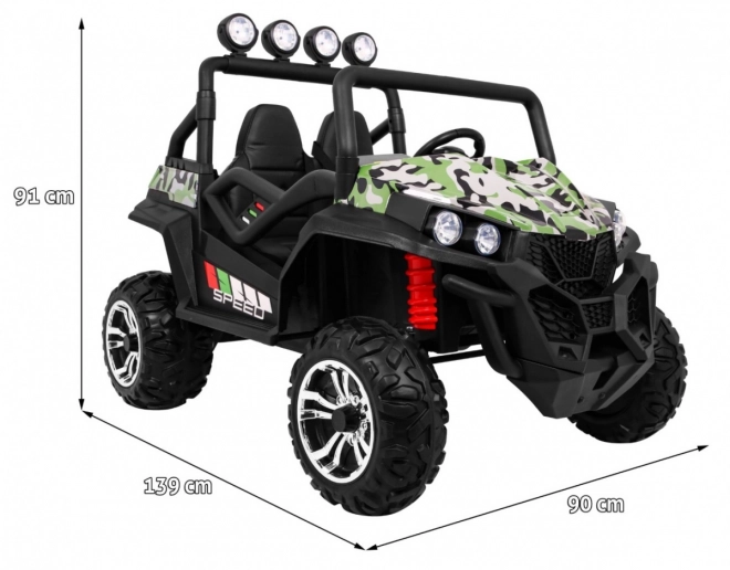 Kinder terreinwagen Grand Buggy 4x4 met camouflage, LED-verlichting en MP3-radio
