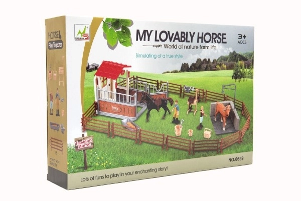 Plastic paardenren met accessoires