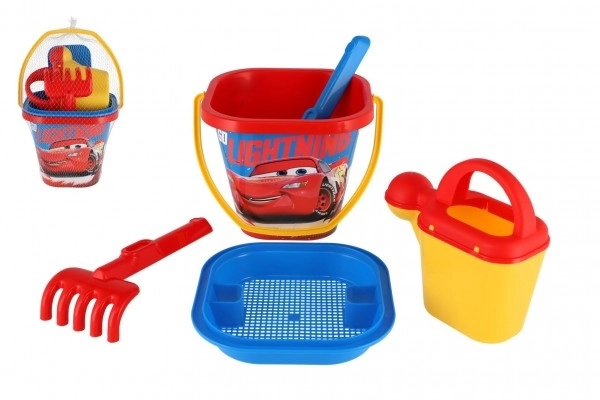 Set voor zand Auto's plastic 5 stuks 26x18cm in net 12m+ Wader